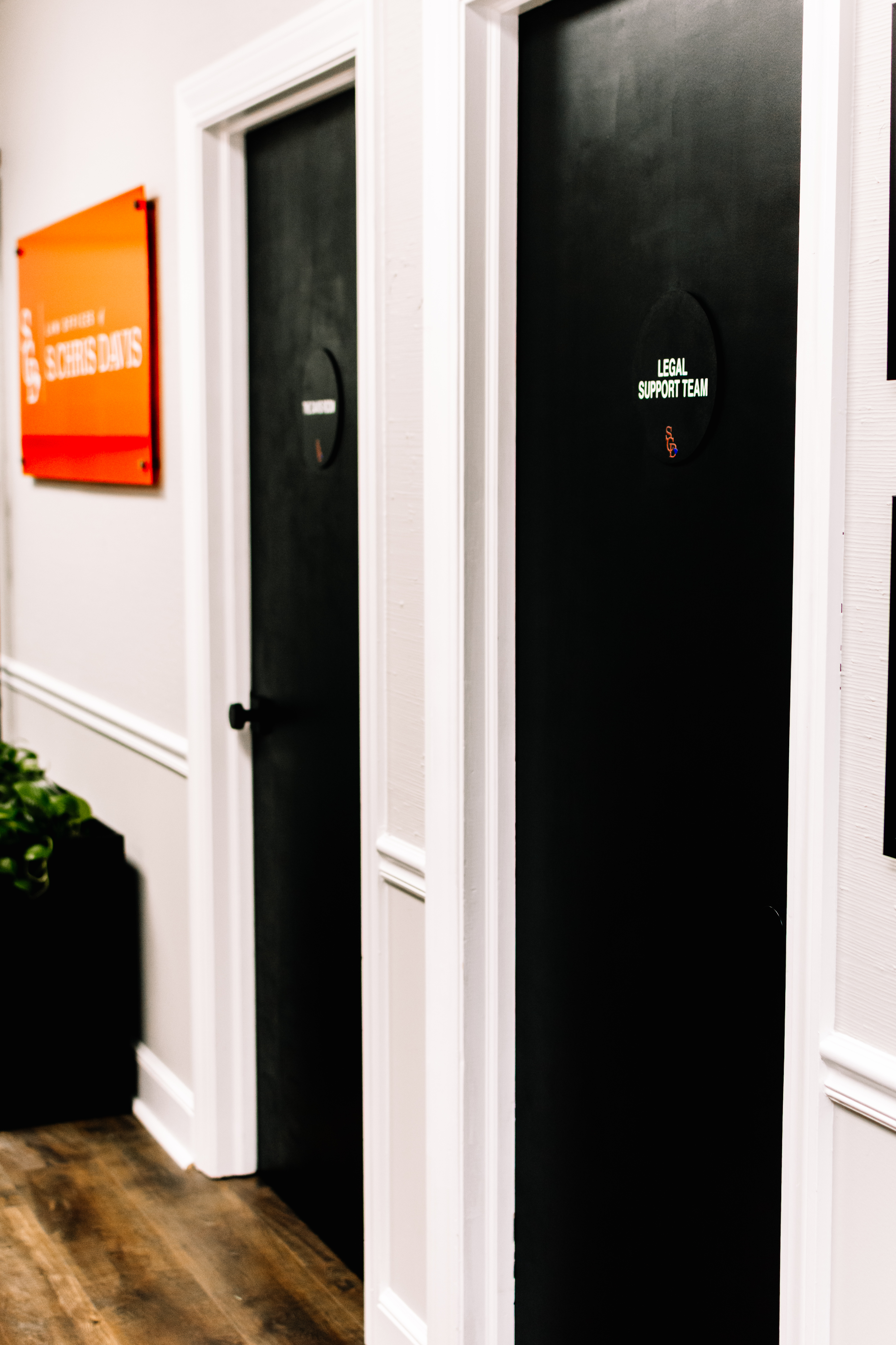 Black doors with custom room labels