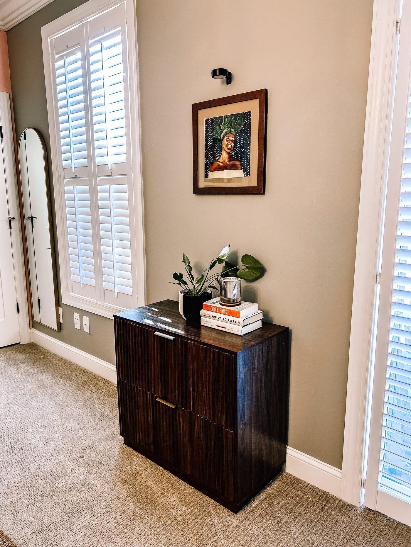 Filing cabinet and portrait art